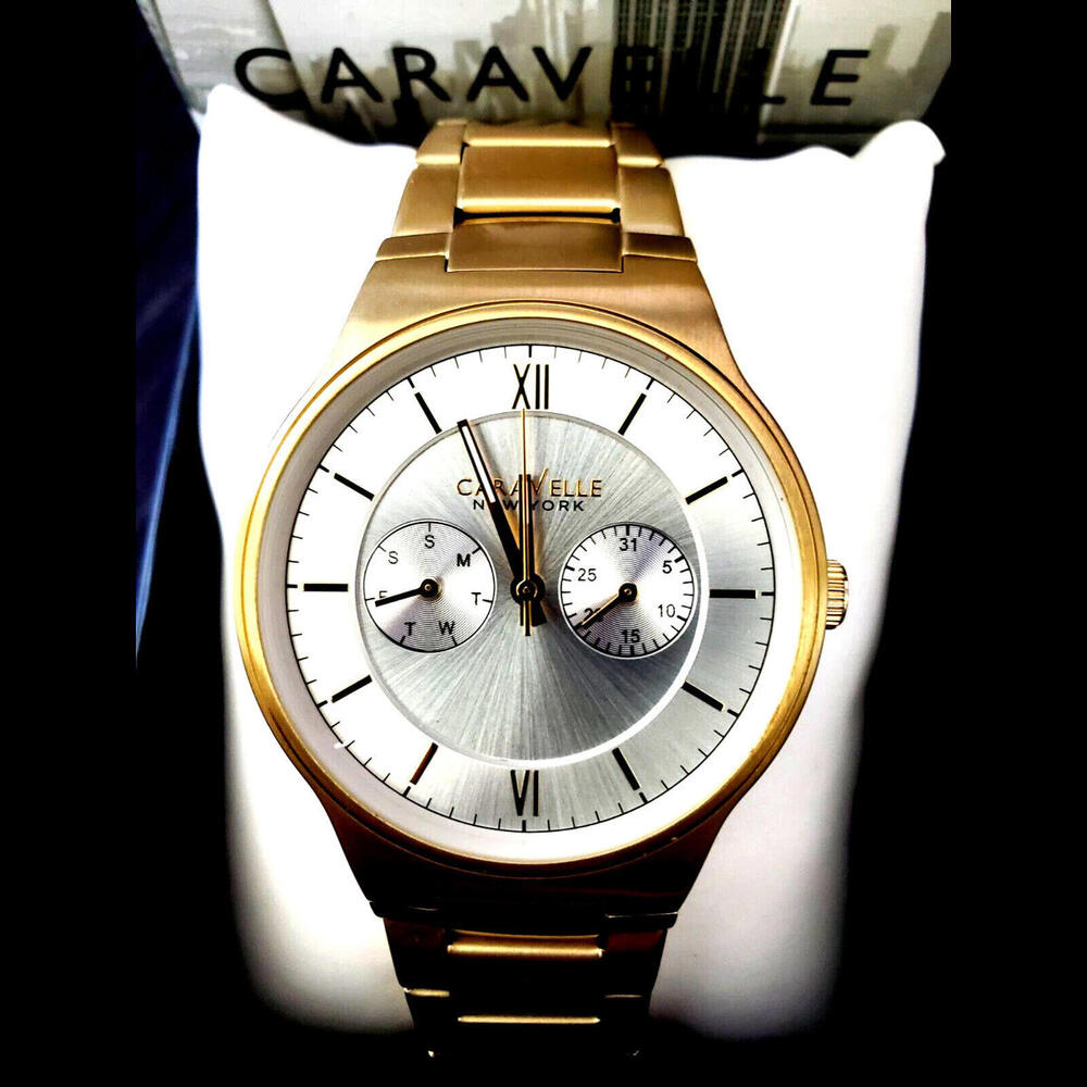 Caravelle Bulova Men's Day Date Dress Watch Sunburst Dial‎